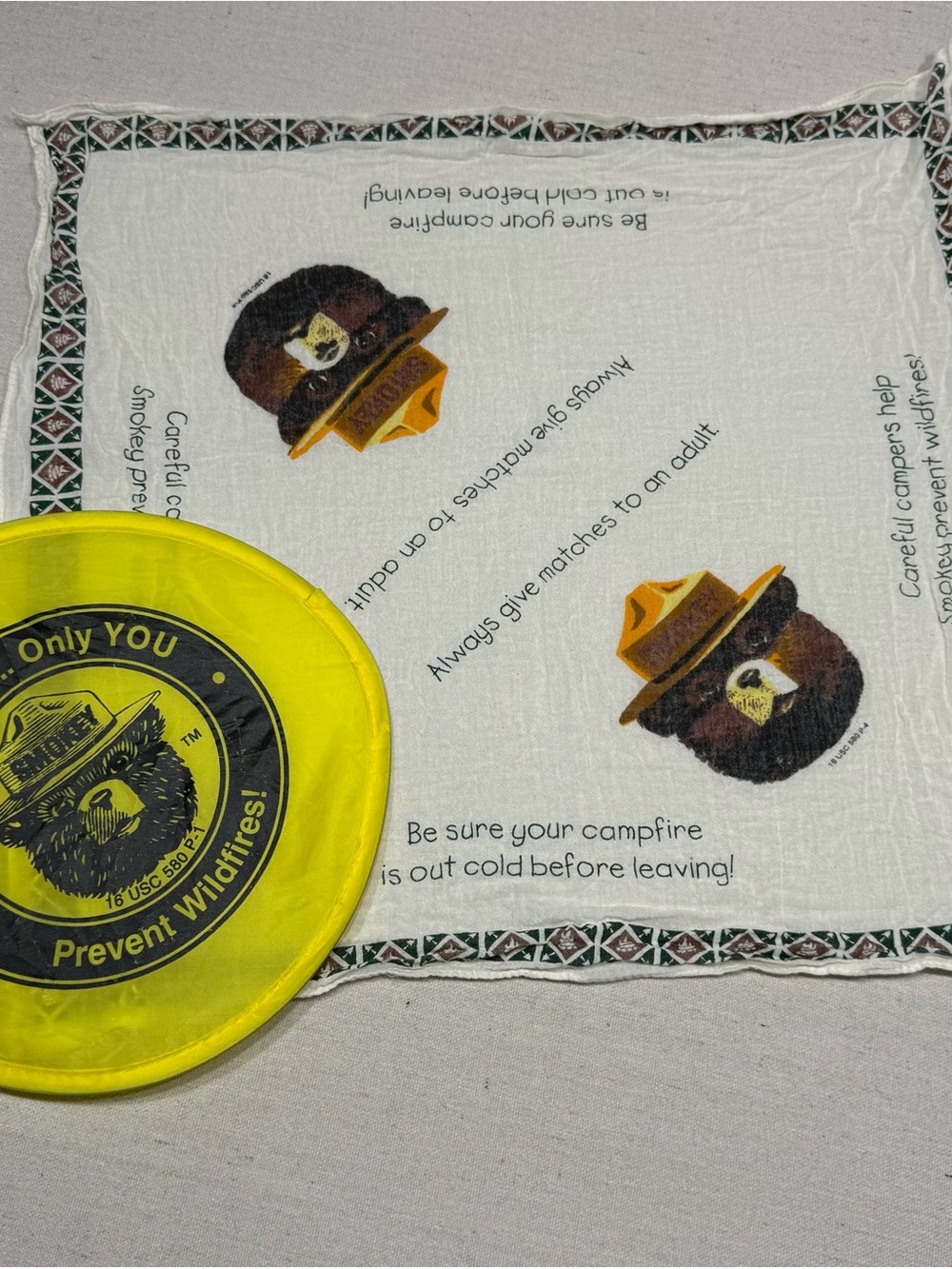Smokey Bear Bandana with Yellow Prevent Wildfires Disc